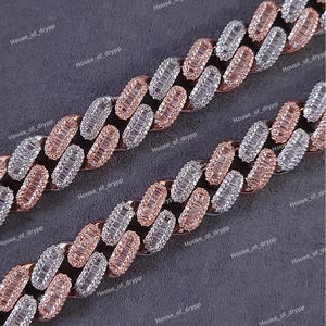 Collier cubain en argent avec pavé de diamants baguettes et ronds et serti en canal, collier hip-hop élégant glacé pour hommes, fête - Product Image 4