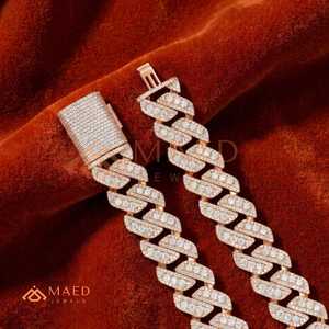 Moissanite Cuban Link <b>Chain</b> Necklace Baguette <b>Iced</b> <b>Out</b> Rose Gold Plated Hip Hop Jewelry for Men Women Luxury - Product Image 5