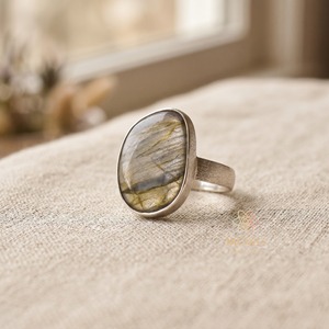 Natural <b>Labradorite</b> <b>Ring</b> Handmade 925 Sterling Silver Brush Finished <b>Ring</b> Boho Gemstone Jewelry for Women Dainty Gift For Her - Product Image 4
