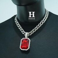 Collar con Colgante de Esmeralda Verde Corte Esmeralda de Lujo, Oro de 14K, Diamante Cultivado en Laboratorio VVS con Halo, Cadena Cubana Gruesa para Mujer