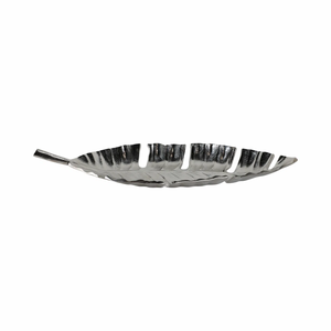 Assiette décorative en métal en forme de feuille, faite à la main, design moderne à motif végétal, finition argentée, au meilleur prix - Product Image 4