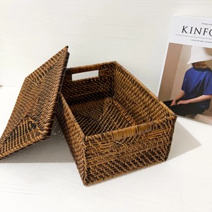 Rattan <b>basket</b> with handle Natural <b>Basket</b> Wicker <b>Basket</b> <b>Rectangular</b> <b>Basket</b> - Product Image 5