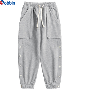 กางเกงวอร์มลำลองผู้ชายสไตล์ฮิปฮอปทรงโอเวอร์ไซส์ ผ้าเทอร์รี่เนื้อนุ่ม น้ำหนักเบา 100% ผ้าฝ้าย สำหรับฤดูใบไม้ร่วง มีกระเป๋าใหญ่ ทรงตรง สีพื้น - Product Image 3