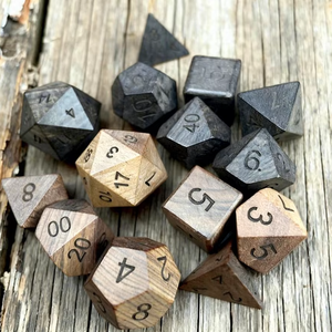 Unique Polyhedral Wooden <b>Dice</b> 7-Piece <b>Set</b> Durable Eco-Friendly Luxury Handmade for RPG Board Games Collectors Tradebyd - Product Image 1
