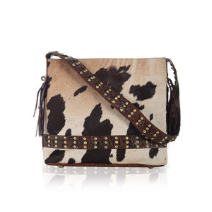 Nueva Llegada: Bolsos de Mano de Cuero con Pelo de Vaca Vintage para Mujer, Elegantes y Casuales, con Dos Correas, Cierre de Cremallera y Cadenas, Bolsos de Viaje - Product Image 5