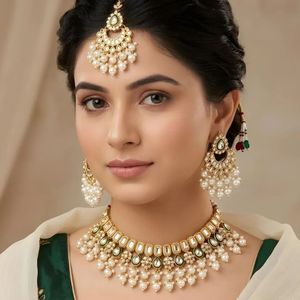 Parure de bijoux 2026 : Collier et boucles d'oreilles tendance pour mariée, taille adulte, pour mariage et soirée, classique pour femme - Product Image 6