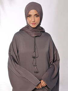Abaya Larga de Color Sólido para Mujer, con Cuello de Lazo, Manga Larga, Vestido Modesto, Ligero, de Poliéster, para Uso Diario, Estilo de Medio Oriente - Product Image 4