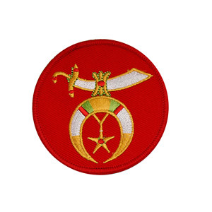 Custom Embroidered Red Iron-On Masonic Shriner Patch for Freemasonry-<b>Canvas</b> Fabric Customizable for Gifts & Apparel - Product Image 1