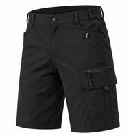 Shorts cargo pour homme, noirs, multi-poches, séchage rapide, tissu Oxford, taille mi-haute, fermeture boutonnée, shorts décontractés de style Bermuda