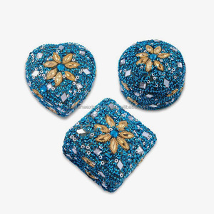 Luxury Decorative Round Trinket <b>Box</b> Set of 3pcs Indian Craft Jewelry Organizer for Wedding Party Favor Guest <b>Gifts</b> <b>Cheap</b> Price - Product Image 4