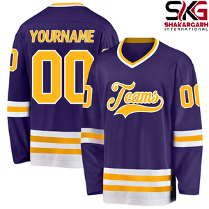 Custom <b>Purple</b> Ice Hockey Jersey V-neck Team Uniform <b>Shirt</b> 100% Polyester Breathable Quick Dry OEM Service - Product Image 1