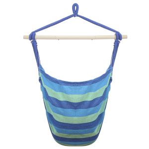 Sedia sospesa in tela di cotone blu distintiva con comodi cuscini - Product Image 4
