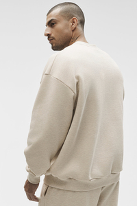 <b>Men's</b> Oversized Crew Neck Sweatshirt Solid Color Minimalist Style Regular Fit Cotton French Terry <b>Pullover</b> Autumn Wear - Product Image 5