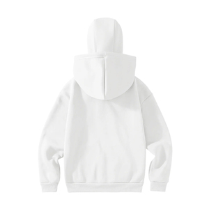 Sweat-shirt unisexe blanc à capuche zippé, coupe oversize, couleur unie, décontracté, en polaire, écologique, pour l'hiver - Product Image 3