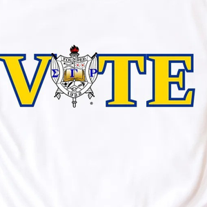 Camiseta de algodón estampada Sigma Gamma Rho VOTE para mujer, informal, de manga corta, con gráfico de letras griegas, estilo urbano, personalizada - Product Image 3