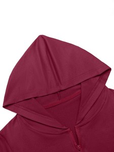 Women's Solid Color Hooded <b>Zipper</b> Crop <b>Top</b> Short Sleeve Knitted Breathable 100% Cotton Anti-Pilling Embroidery Winter Casual - Product Image 3