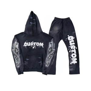 Ensemble de survêtement pour homme en polyester/coton de qualité supérieure, personnalisé, décontracté, avec sweat à capuche et pantalon de survêtement, imperméable, respirant, écologique, pour l'hiver - Product Image 4
