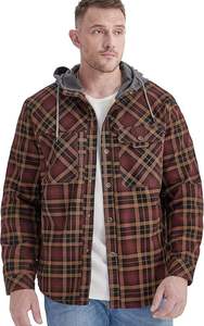 Chaqueta de Franela para Hombre de la Mejor Calidad, Personalizable, con Capucha, Diseño a Cuadros, Mezcla de Algodón, Forro Sherpa, Cierre de Botones, Cálida, para Exteriores - Product Image 4