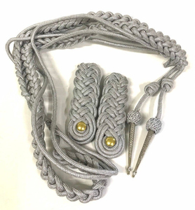 Nouvelle Aiguillette Tactique Dorée et Argentée avec Croix Noire en Fil Métallique de Qualité Supérieure pour Uniforme - Product Image 3