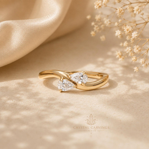 Anillo de compromiso abierto de dos piedras con moissanita de 1 quilate talla pera, chapado en oro, plata de ley 925, anillo de promesa para mujer - Product Image 5