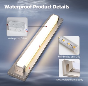 Lampe murale LED au design moderne, étanche IP44, pour miroir de salle de bain, éclairage mural intérieur en acier inoxydable, pour miroir d'hôtel - Product Image 6