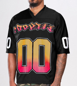เสื้อเจอร์ซีย์อเมริกันฟุตบอล/ฟุตบอล แบบยูนิเซ็กซ์ สีเทา คอวี แขนสั้น ผ้าตาข่าย พิมพ์ลายแบบซับลิเมชั่น ระบายอากาศได้ดี ซับเหงื่อ ผลิตจากโพลีเอสเตอร์ 100% - Product Image 1