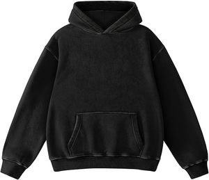 Navy Blue Hooded Sweatshirt Casual Cotton Adult Unisex All Seasons Promotional Wear Acid Wash - Product Image 5