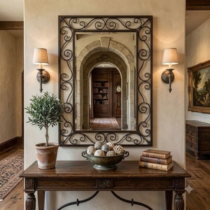 Espejo Decorativo Rectangular Premium KHP Moderno Hecho a Mano con Marco de Hierro Forjado Ligero y Diseño Metálico Ornamentado para Pasillo - Product Image 4