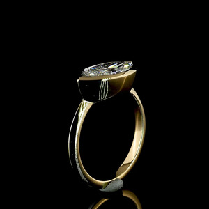 Anillo de Compromiso con Diamante Cultivado en Laboratorio, Corte Marquesa, Oro Amarillo, Certificado IGI, Estilo Vintage, Bañado en Rodio, 10K, Regalo de Aniversario - Product Image 3