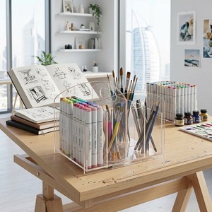 Nouveau support d'affichage moderne et créatif en acrylique pour stylos et crayons, taille et couleur personnalisables, résistant à l'eau, montage facile, pour coin - Product Image 1