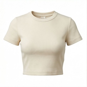 T-shirt court à motifs pour femme, manches courtes, en coton, collection 2025 – T-shirt élégant, mode boutique, vêtements de sport, tenue d'entraînement, équipement de gym - Product Image 1