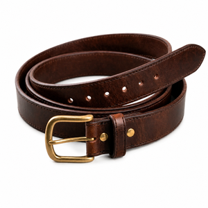Brown Leather Belt Brass Buckle Men Casual <b>Dress</b> Waist <b>Strap</b> Wholesale Custom OEM Fashion Belt Supplier Manufacturer Export Bulk - Product Image 4