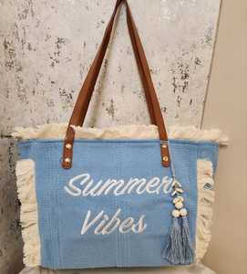 Sac fourre-tout en toile Summer Vibes avec franges, sac à main de plage portable pour femme, idéal pour les voyages et l'usage quotidien - Product Image 2