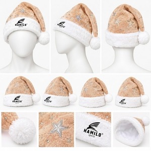 Chapeau de Noël HAMILO en fausse fourrure rose avec broderie étoile à paillettes et pompon pour femme - Product Image 4