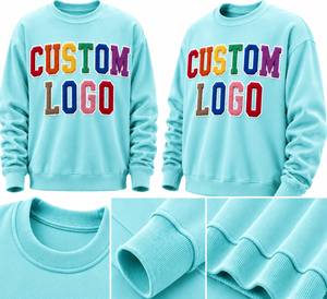Sweat-shirt unisexe à col rond avec logo personnalisé en strass et impression floquée, coupe classique, décontracté, tricoté pour l'automne, 100% coton - Product Image 4