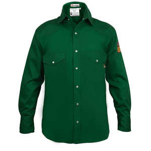 100% peso ligero C algodón resistente al fuego FR camisa pequeña botella Verde-Para ropa de seguridad - Product Image 1