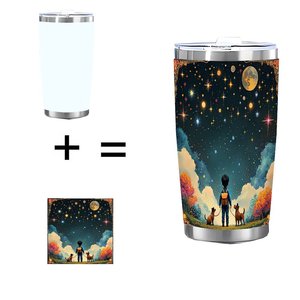 Stainless Steel Tumbler 20oz Vacuum Insulated Double Wall With Starry Night Art Design For <b>Coffee</b> Travel Use - Product Image 1