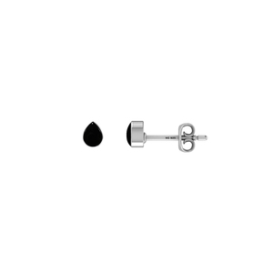 925 Sterling <b>Silver</b> Black Onyx Natural Pear Oval Shape Butterfly Lock Stud <b>Earrings</b> Classic Style Bezel Setting 4 <b>Wedding</b> Gift - Product Image 3