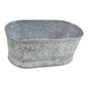 Maceta Redonda de Metal Galvanizado con Patrón Irregular para Jardín, Interior y Exterior, Maceta Resistente - Product Image 6