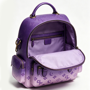 Mochila para Portátil de Cuero PU Premium Impermeable, Diseño Degradado Morado, para Mujeres, Estudiantes Universitarias y de Negocios - Product Image 6