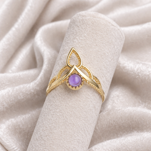 Natural Amethyst Filigree Brass Gemstone <b>Ring</b> Delicate Floral Design Handmade Vintage Style <b>Statement</b> <b>Ring</b> Shopping Elegant - Product Image 6