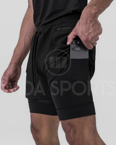 2026 Wida Sport 2-in-1 Men's Low Waist <b>Drawstring</b> Woven Gym Running Shorts Lightweight Breathable - Product Image 4