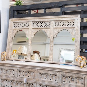 Handmade Wooden Decorative Wall <b>Mirror</b> with Carved Frame Rectangular Shabby Chic Style 6mm Thickness Framed Design - Product Image 2