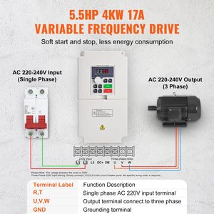 Inverter a Frequenza Variabile 4KW, Convertitore VFD 5.5HP, Ingresso Monofase 220V AC per CNC Trifase - Product Image 2