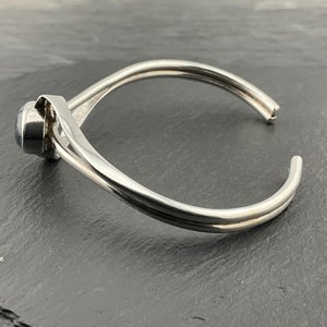 Vintage Moonstone Sterling Silver Fancy Torc <b>Bangle</b> Handmade Natural Gemstone Jewelry Elegant Gift Women Luxury <b>Gold</b> Plated IGI - Product Image 2