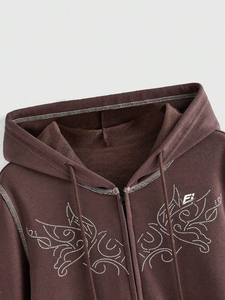Y2K Vintage Wash Brown Cotton Fleece Full Zip up Men's Hoodies Minimal Stitch Detail Streetwear Casual Hooded Regular Fit USA - Product Image 2