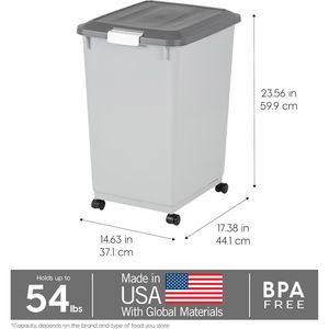 Contenitore Ermetico per Cibo per Cani con Ruote, Paletta da 2 Tazze, Capacità 24,5 kg, Contenitore per Alimenti per Animali Domestici con Paletta Integrata, Ciotole e Mangiatoie per Animali - Product Image 2