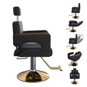 Poltrona da Barbiere Professionale Girevole a 360 Gradi, Regolabile Idraulicamente, Braccioli in Acciaio Inox, Schienale Reclinabile per Scuola - Product Image 2