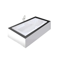 Baignoire rectangulaire moderne minimaliste en acrylique avec robinet chromé, autoportante, portable, chauffante, 12 jets, sûre pour hôtels et villas