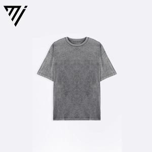 Camiseta Oversize Gris Lavada para Hombre, Estilo Vintage con Lavado Ácido, Algodón, Ajuste Holgado, Casual, Streetwear - Product Image 1